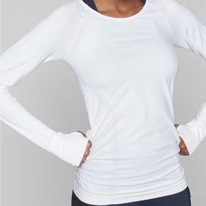 White Athleta Long Sleeve Work Out Top